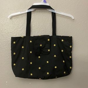 Royal Rags By Rose Black Tote bag with gold embroidered stars.